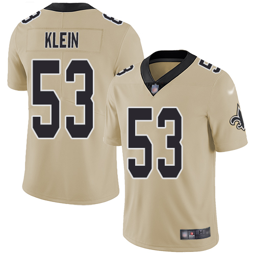 Men New Orleans Saints Limited Gold A J  Klein Jersey NFL Football #53 Inverted Legend Jersey